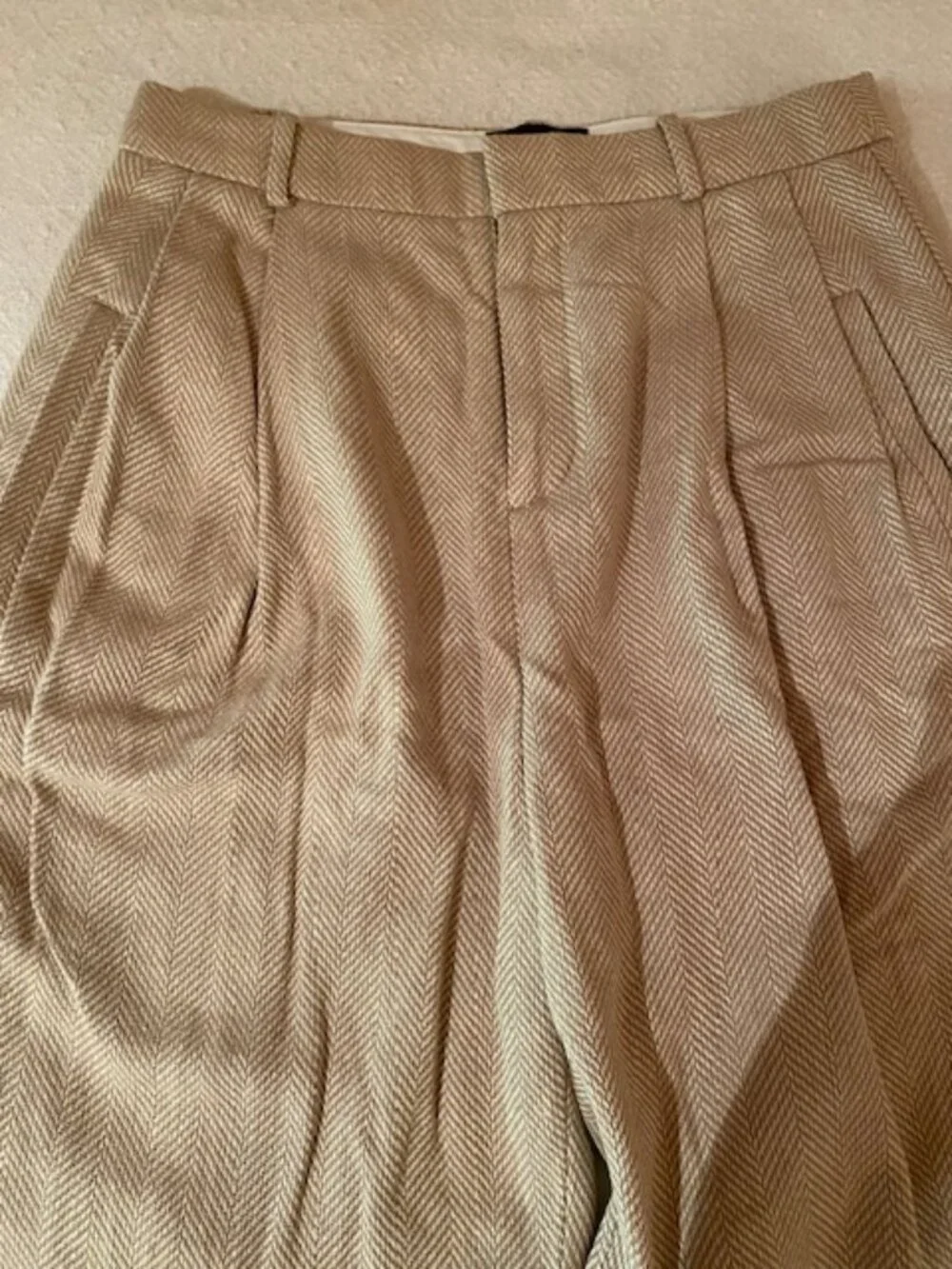 Banana Republic NWT SZ 8 Norfolk Wide Leg Linen Cotton Pant Herringbone